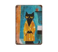 Maine Cat Bathrobe Bathroom Retro Poster Metal Tin Sign Chic Art Retro Iron Painting Bar People Cave Cafe Family Garage Poster Wall Decoration 8x12inch(20x30cm)