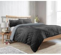 Maine Check Fluffy Fleece Duvet Set - Grey / Single