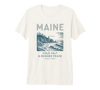 Maine Coast Lighthouse Art Cold Salt & Rugged Peace Premium T-Shirt
