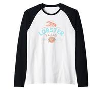 Maine Coast Lobster Rolls Vintage Seafood Design Raglan Baseball Tee