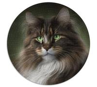 Maine Coon 1000 Piece Jigsaw Puzzle Round Cardboard Jigsaw Family Interactive Game, Brain Challenge Gift 1000pcs (67.5x67.5cm)