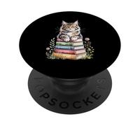 Maine Coon Books Flowers Book Reading American Longhair PopSockets Adhesive PopGrip