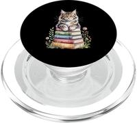 Maine Coon Books Flowers Book Reading American Longhair PopSockets PopGrip for MagSafe