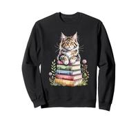 Maine Coon Books Flowers Book Reading American Longhair Sweatshirt