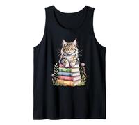 Maine Coon Books Flowers Book Reading American Longhair Tank Top