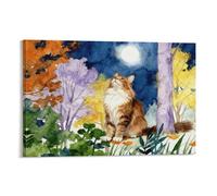 Maine Coon Canvas Wall Art Colorful Woods Print On Canvas Modern Artwork for Bedroom, Living Room, Or Kitchen Home Decor Gift 08x12inch(20x30cm)