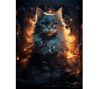 Maine Coon Cat,Animal 5D Diamond Painting Kits,Diamond Art Kits for Adults,DIY Full Drill Crystal Rhinestone Cross Stitch Arts and Crafts Supply for Lady,Gem Art Picture for Wall Decor 30x40cm A2267