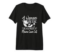 Maine Coon Cat Apparel - Funny Wine Lover Design Premium T-Shirt