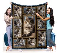 Maine Coon Cat Blanket Gifts for Women Men, Cozy Fuzzy Soft Throw Blanket for Couch Bed Travel Lightweight Plush Flannel Fleece Blankets and Throws for Sofa Chair Camping Car, Twin Size 60" X 80"