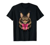 Maine Coon Cat Coquette Bow Aesthetic Kawaii Ribbon T-Shirt