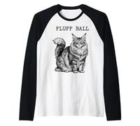 Maine Coon Cat Fluffy Majestic Vintage Stipple Raglan Baseball Tee