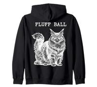 Maine Coon Cat Fluffy Majestic Vintage Stipple Zip Hoodie