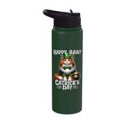 Maine Coon Cat Happy Saint Catricks Day Stainless Steel Insulated Water Bottle