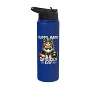 Maine Coon Cat Happy Saint Catricks Day Stainless Steel Insulated Water Bottle