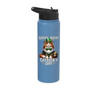 Maine Coon Cat Happy Saint Catricks Day Stainless Steel Insulated Water Bottle