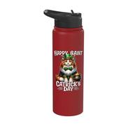 Maine Coon Cat Happy Saint Catricks Day Stainless Steel Insulated Water Bottle