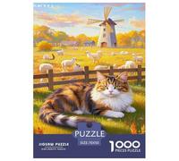Maine Coon Cat Jigsaw Puzzles 1000 Pieces Challenge Game for Adults,Pastoral Scenery Impossible Jigsaw Puzzle 1000 Piece Educational Game Home Decoration 70x50cm/1000pcs