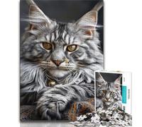 Maine Coon Cat JigsawPuzzle 1000 Pieces for Teenagers,Educational Games Home Decoration Deal As Gifts for The Whole Family (50x75cm)