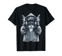 Maine Coon Cat Kawaii Art Headphone T-Shirt