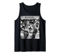 Maine Coon Cat Last Day of School Summer Break Funny Selfie Tank Top