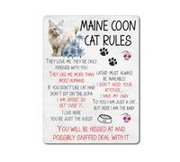 Maine Coon Cat Metal Sign Gift - Maine Coon Cat Rules - I Am Spoilt So Get Over It - Family Fun Pet Animal Novelty Aluminium Present