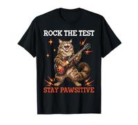 Maine Coon Cat Playing Guitar Rock The Test Stay Pawsitive T-Shirt