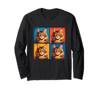 Maine Coon Cat Pop Art Funny for Cat Owners and Lovers Long Sleeve T-Shirt