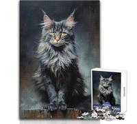 Maine Coon Cat Portrait Jigsaws 1000 Pieces for Teenagers Strategic Thinking Learning Game Ideal Meaningful Gift for Any Event Size 50x75cm