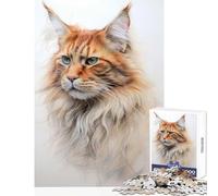 Maine Coon Cat Sketch Jigsaw Puzzles 1000 Pieces for Teenagers Boost Memory And Cognitive Function Calm Peaceful Leisure Activity (50X75cm)
