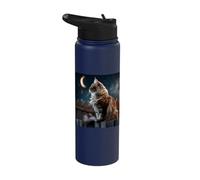 Maine Coon Cat Stargazing Night Sky Stainless Steel Insulated Water Bottle
