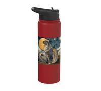 Maine Coon Cat Starry Night Post Impressionism Stainless Steel Insulated Water Bottle
