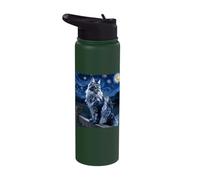 Maine Coon Cat Starry Night Sky Impressionism Stainless Steel Insulated Water Bottle