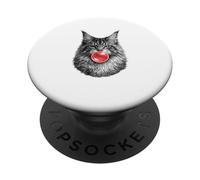 Maine Coon Cat with bubble gum design PopSockets Adhesive PopGrip