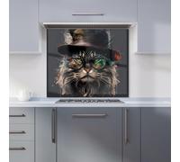 Maine Coon Cat With GlassesSplashart Kitchen Splashback Warren Reed - Designer Multi 600mm x 600mm