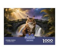 Maine Coon Cat Wooden Jigsaw Puzzle Waterproof 1000 Piece Puzzles for Adults Gifts Challenging And Brainteasing Games