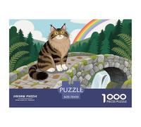 Maine Coon Cat Wooden Jigsaw Puzzle Waterproof 1000 Piece Puzzles for Adults Gifts Fun Challenging Games