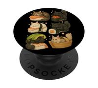 Maine Coon Cats as Sushi in Kawaii Japanese Food Art Graphic PopSockets Adhesive PopGrip