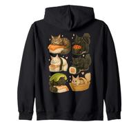 Maine Coon Cats as Sushi in Kawaii Japanese Food Art Graphic Zip Hoodie