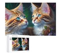 Maine Coon Cats in Bloom Decorative Jigsaw Puzzle for Adults, 1000 PCS | For gifting: Puzzle for Adults - sorting by colour, shape or image area at home.