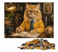 Maine Coon Dressed Cat Wooden Jigsaw Puzzle, Gift for Adults | Adult Puzzle: visible image details for section-by-section building at home.