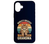 Maine Coon Grandma World's Greatest Retro Cat Lover Case for iPhone 16 Plus