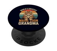 Maine Coon Grandma World's Greatest Retro Cat Lover PopSockets Adhesive PopGrip