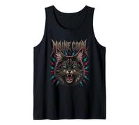 Maine Coon Heavy Metal Cat Spooky Season Halloween Vintage Tank Top