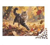 Maine Coon Jigsaw 1000 Pieces Autumn Leaves Children's Toys for Adults And Kids Gift High Difficulty Game Challenging Puzzles 1000pcs (75x50cm)