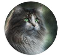 Maine Coon Jigsaw Puzzles 1000 Pieces for Adults Round Puzzle 1000 Pieces Jigsaw High-Difficulty Brain Teaser for Teenagers 67.5x67.5cm