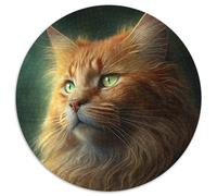Maine Coon Puzzles 1000 Pieces for Adults Round Jigsaw Puzzle 1000 Pieces Adult Game Gift Family Interactive Game Brain Challenge Gift 67.5x67.5cm