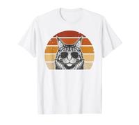 Maine Coon Retro Sunset Cat Lover Vintage Cool Graphic Value Graphic T-Shirt, Men, White, L