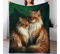 Maine Coon Throw Blanket Pet Cat Microfiber Fleece Blanket Warm Soft Double Plush Throw Blankets for Sofa Couch Bed Sofa Chair, Flannel Blankets 180 x 200 cm for Teens Adults L767