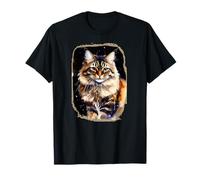Maine Coon Watercolor Portrait T-Shirt