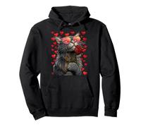 Maine Coon with Heart Glasses Rose Valentine's Day Kitten Pullover Hoodie